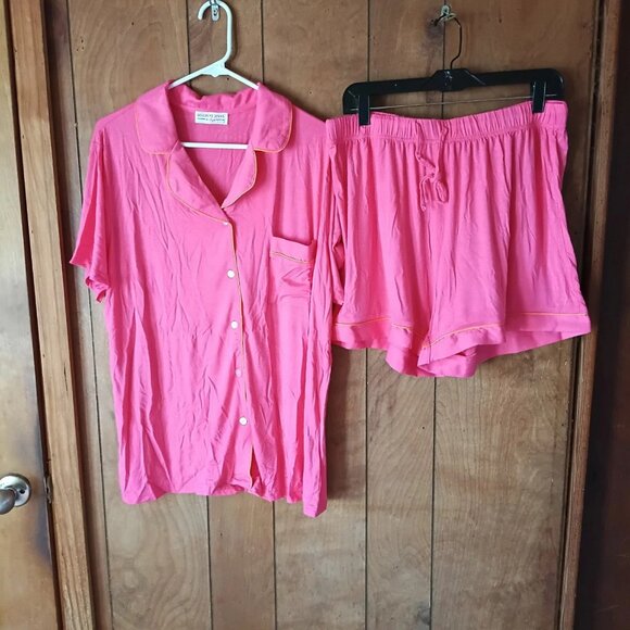 Discount Divas Women's Dark Pink PJ Set Top Shorts Pajama Set Size XL NWT - Picture 2 of 4
